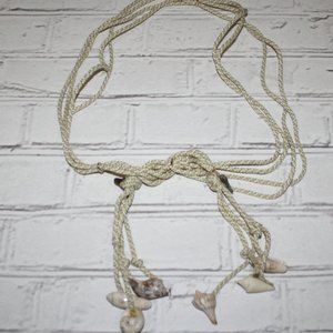 🌊 Tan & Shell Nautical Tie Belt – 48" Beachy Vibes · Natural Accents · Adjust